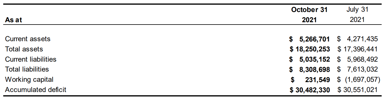 STATEMENT OF FINANCIAL POSITION SUMMARY 